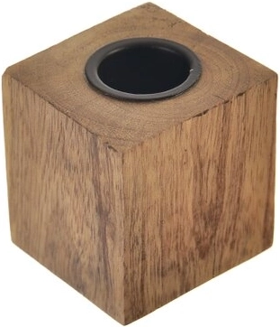 Portavelas de madera de mango y metal 5 × 5 × 5 cm