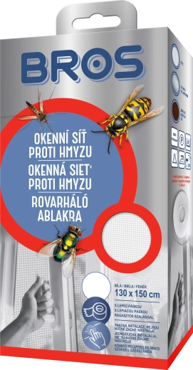 Mosquitera para ventana Bros contra insectos 130 × 150 cm, blanca