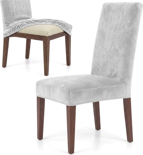 Funda elástica de terciopelo Glimz para silla gris