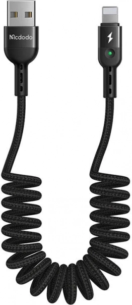 Cable USB Lightning con resorte Mcdodo negro 1,8 m