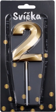Vela de fiesta número 2 dorada