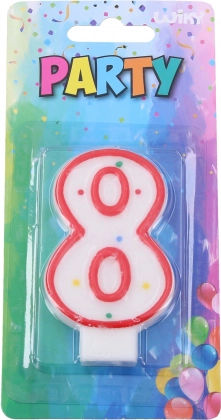 Vela de fiesta roja con forma de número 8