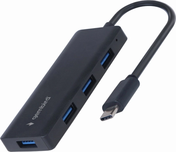 Hub USB‑C Gembird 4× USB‑A (USB 3.1 Gen 1), negro