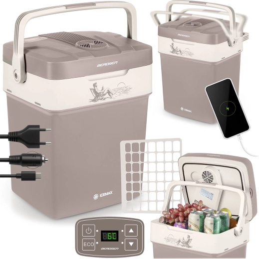 Nevera portátil para coche BERDSEN Icemax 29 l con modo ECO – gris oscuro