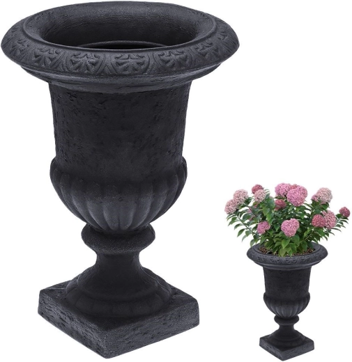 Macetero de jardín de plástico tipo cáliz 54 × 38,5 cm antracita