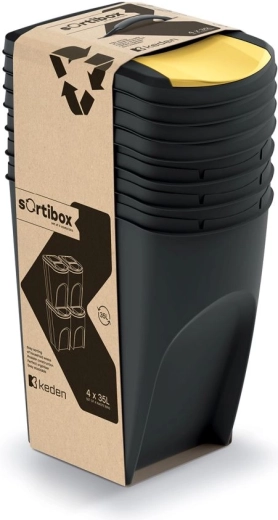 Juego de 4 cubos para separación de residuos Sortibox 4×35 l – negro reciclado