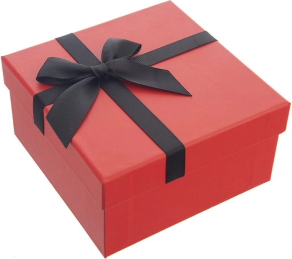 Caja de regalo de papel roja 15,5 × 15,5 × 8 cm