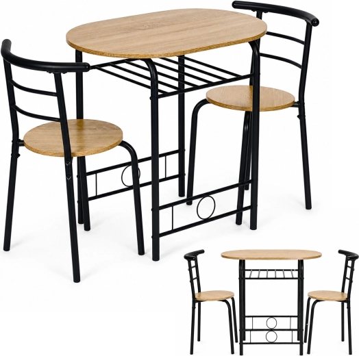 Juego de comedor ModernHome: mesa y 2 sillas para 2 personas en estilo loft