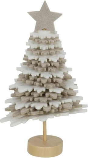 Decoración navideña arbolito 16 cm – blanco/beige