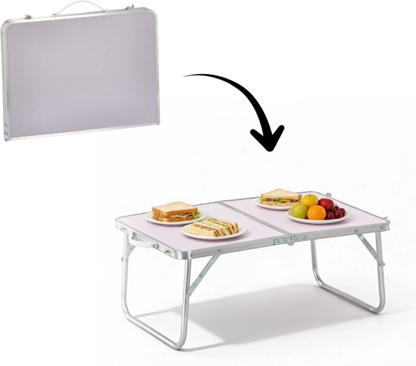 Mesa turística plegable blanca 60 × 40 × 26,5 cm