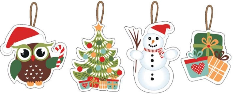 Adornos navideños de papel TORO 7–8 cm, set de 12 uds.