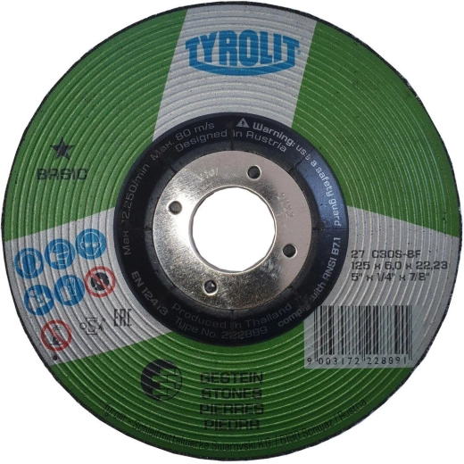 Disco de desbaste para hierro fundido y piedra 125 × 6 × 22,2 mm