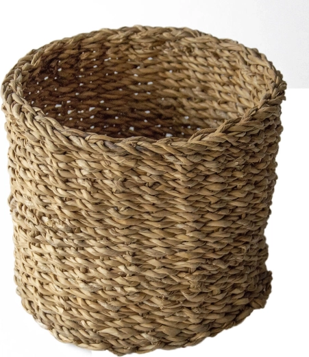 Cesta redonda de hierba marina mediana 21 × 18 cm
