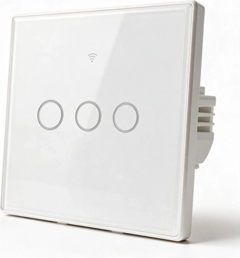 Interruptor de luz inteligente táctil Wi‑Fi de 3 canales con temporizador Tuya
