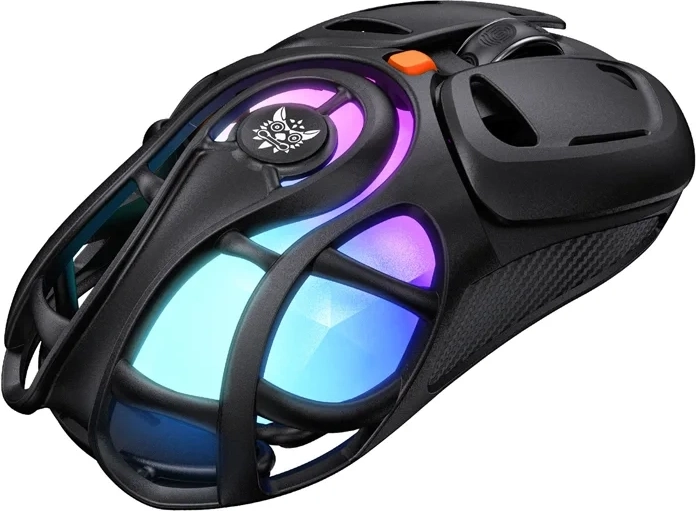 Ratón gaming ONIKUMA con diseño abierto y RGB, tri‑mode