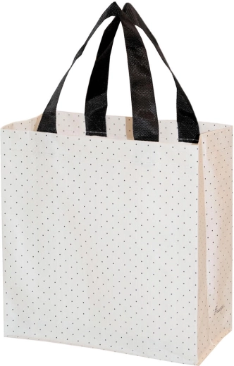 Bolsa de la compra 27 × 27 × 15 cm, diseño de lunares, polipropileno tejido laminado