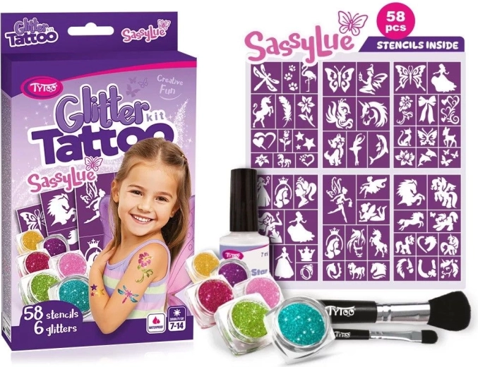 SassyLue gran set de tatuajes con purpurina para niñas