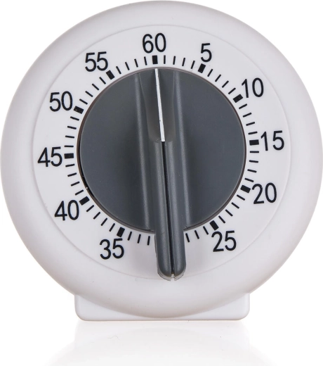 Temporizador mecánico de cocina CULINARIA 60 min, blanco‑gris, diámetro 9,5 cm