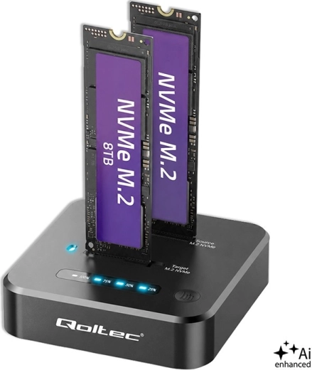 Estación de acoplamiento Qoltec para 2× SSD M.2 NVMe con USB-C