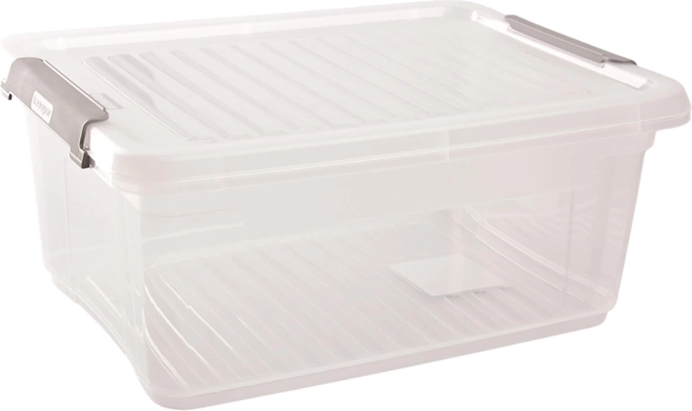 Caja de almacenamiento con tapa y clips 11,4 l