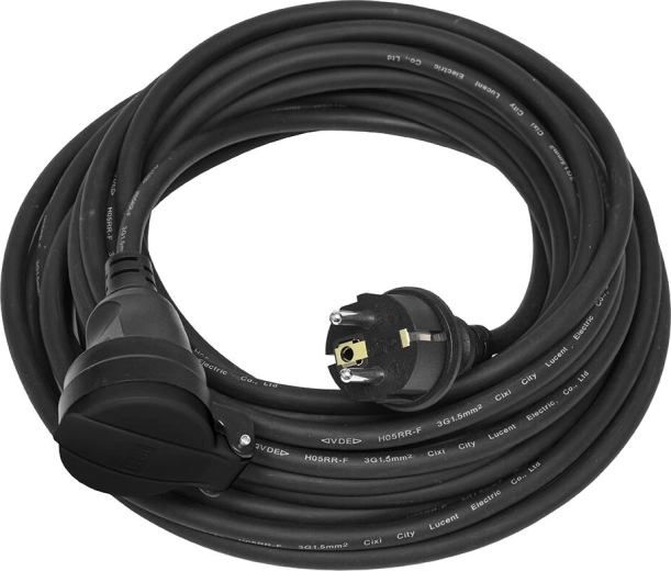 Cable de prolongación 10 m IP44, cable de goma H07RN-F 3×1,5 mm²