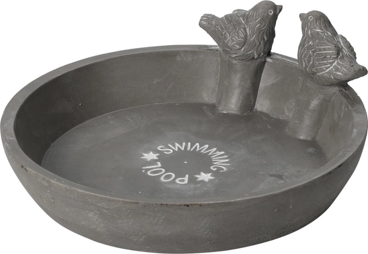 Bebedero y baño para pájaros de cerámica de MgO, gris, 23,5 cm