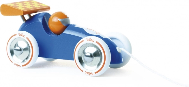 Vilac coche de carreras de arrastre azul con alerón naranja