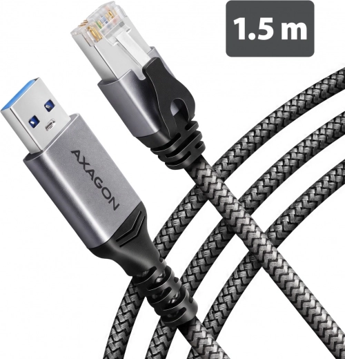 Adaptador Ethernet gigabit USB-A AXAGON con cable CAT6 RJ-45 integrado de 1,5 m