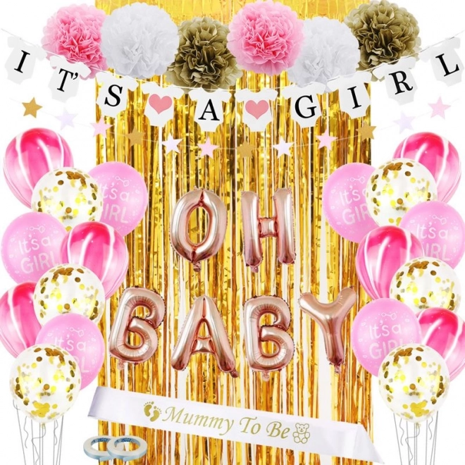 Set de globos y accesorios para baby shower – IT'S A GIRL