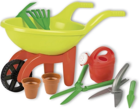 Carretilla Androni con accesorios de jardinería