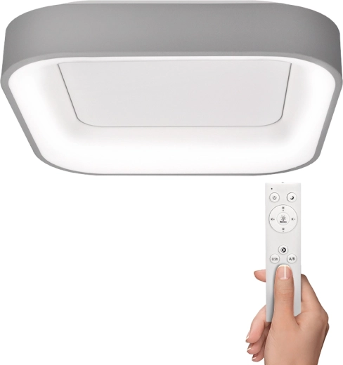 Luz de techo LED Solight Treviso cuadrada de 48 W, gris, con mando a distancia
