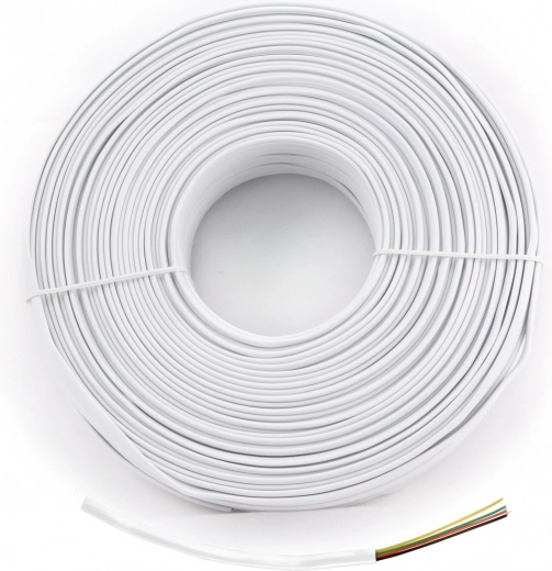 Cable telefónico plano blanco de 4 hilos, 100 m