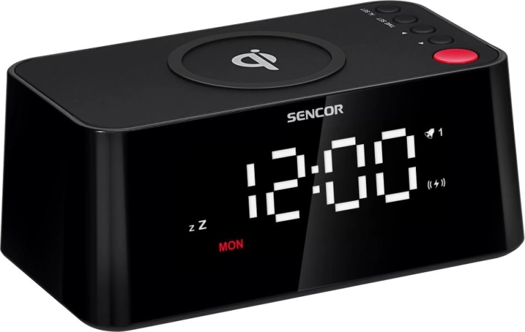 Despertador digital Sencor con carga inalámbrica Qi