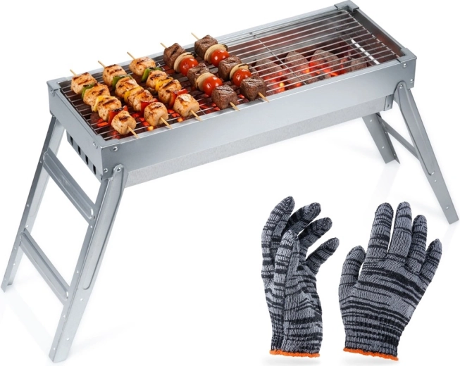 Parrilla de carbón plegable portátil de acero Vilde 73 × 21 × 37 cm