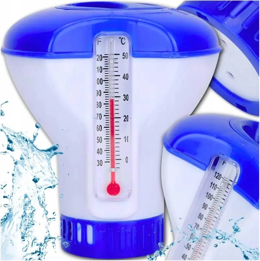 Dosificador flotante de química para piscina con termómetro 2 en 1