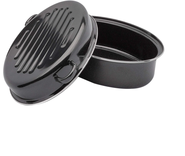 Fuente de horno ovalada esmaltada Tadar con tapa y base para grill de 38 cm