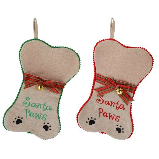 Adorno navideño para mascotas en forma de hueso con lazo 24 × 41 cm