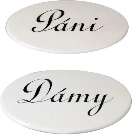 Juego de placas para puerta Damas y Caballeros – blanco, plástico, 2 uds