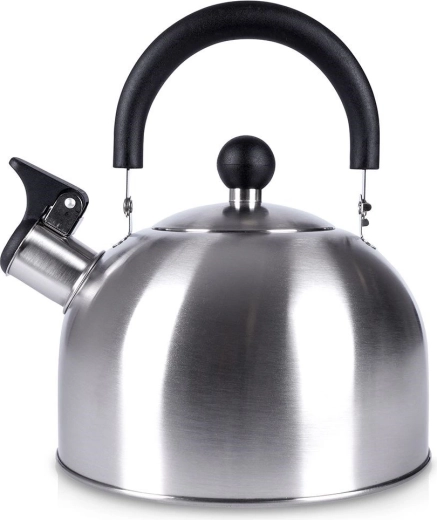 Hervidor de acero inoxidable con silbato plateado, 1,5 l Orion