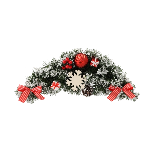 Arreglo navideño colgante 46 cm en color blanco‑rojo
