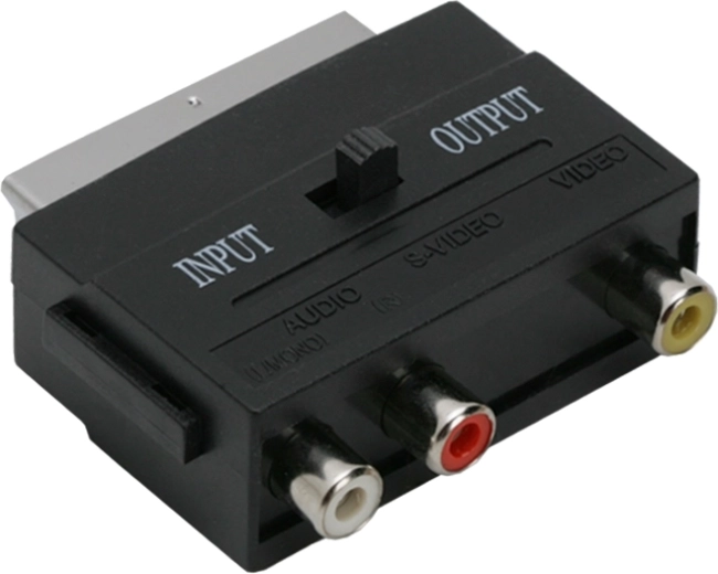 Adaptador Euro/SCART a 3× RCA con interruptor