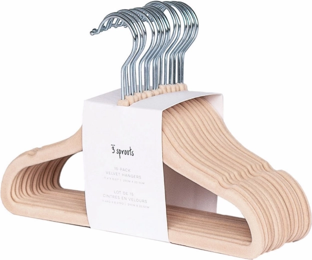 3 Sprouts perchas infantiles de terciopelo Hazelnut 15 uds