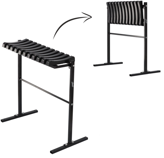 Banco plegable para cementerio de 68 cm con bases, negro