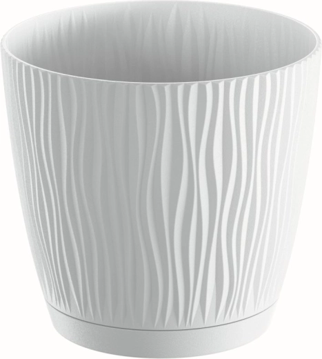Maceta Sandy P con plato 14,9 cm blanca