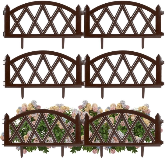 Valla de jardín marrón 50 × 30 cm, juego de 6 piezas