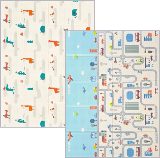 NANNA alfombra de juego plegable de espuma, reversible, ciudad 200 × 150 cm