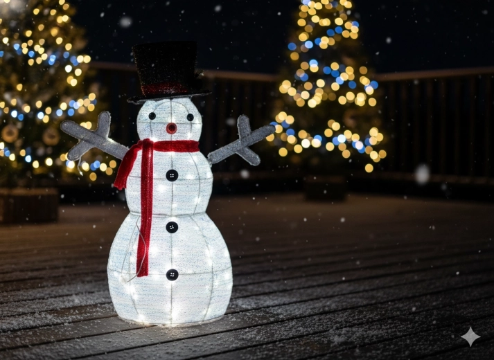 Muñeco de nieve LED navideño 72 cm blanco