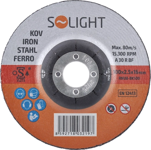 Disco de corte Solight para acero 100 × 2,5 × 16 mm