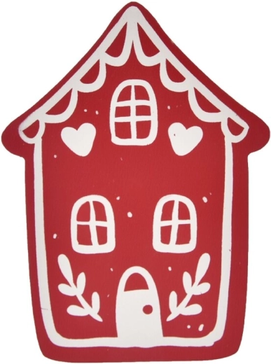 Casita decorativa de madera rojo/blanco 15 cm