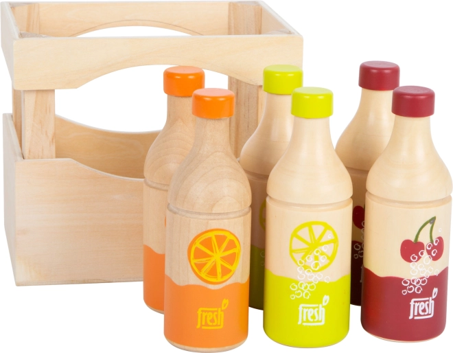 Caja de madera con 6 botellas de bebidas small foot
